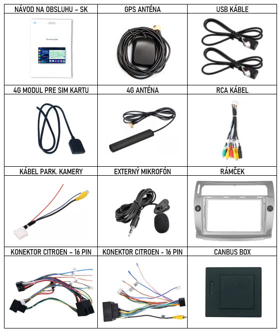 SK_Příslušenství pro Everest EVE+EVT chytré autorádio Citroen C4 I (2004-2009) evtech.cz